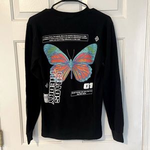 Pacsun, longsleeve tee, chaos theory, small, good condition, cotton, graphic tee